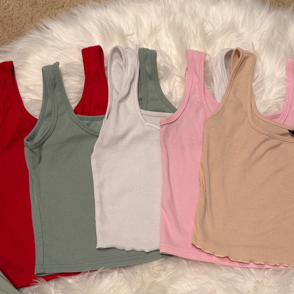 Ribbed Tank Top - Red, Sage, White, Pink, Tan